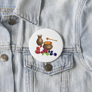 Badge Rond 7,6 Cm Lait et Miel avec Baies Nourriture Rustique