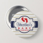 Badge Rond 7,6 Cm Lait, Marine, Éclats Baby shower (Devant & derrière)