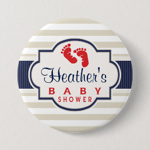 Badge Rond 7,6 Cm Lait, Marine, Éclats Baby shower