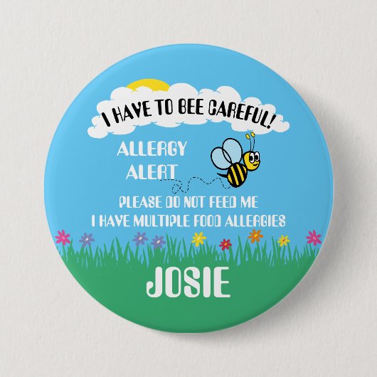 Badge Rond 7,6 Cm L'alerte multiple d'allergie alimentaire (Devant)