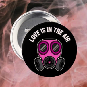 Badge Rond 7,6 Cm L'Amour Est Dans Le Bouton Masque Gaz Aérien