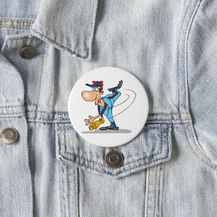 Badge Rond 7,6 Cm Lanceur de baseball de dessin animé drôle lançant