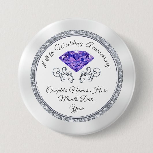 Badge Rond 7,6 Cm L'anniversaire customisé d'améthyste favorise (Devant)