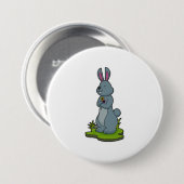 Badge Rond 7,6 Cm Lapin aux fleurs (Devant & derrière)