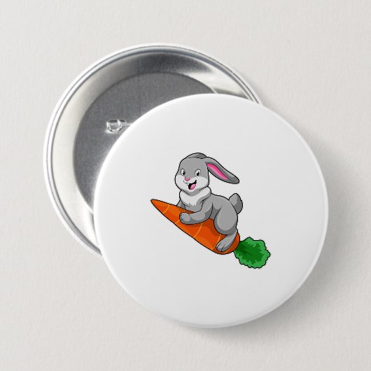 Badge Rond 7,6 Cm Lapin avec carotte (Devant & derrière)
