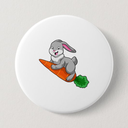 Badge Rond 7,6 Cm Lapin avec carotte (Devant)