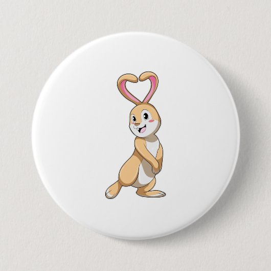 Badge Rond 7,6 Cm Lapin avec coeur (Devant)