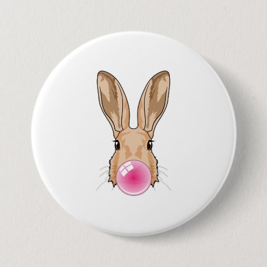 Badge Rond 7,6 Cm Lapin avec gomme à mâcher (Devant)