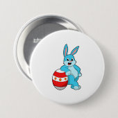 Badge Rond 7,6 Cm Lapin avec oeuf de Pâques (Devant & derrière)