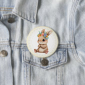 Badge Rond 7,6 Cm Lapin bébé (En situation)