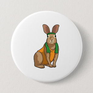 Badge Rond 7,6 Cm Lapin comme coureur avec serviette
