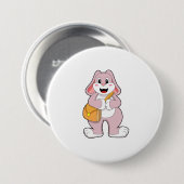 Badge Rond 7,6 Cm Lapin comme randonneur avec sac (Devant & derrière)