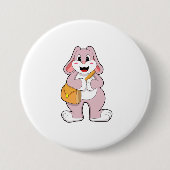 Badge Rond 7,6 Cm Lapin comme randonneur avec sac (Devant)