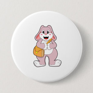 Badge Rond 7,6 Cm Lapin comme randonneur avec sac