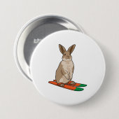 Badge Rond 7,6 Cm Lapin comme skieur avec ski (Devant & derrière)