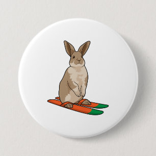 Badge Rond 7,6 Cm Lapin comme skieur avec ski