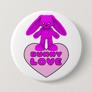 Badge Rond 7,6 Cm Lapin de rose d'amour de lapin mignon