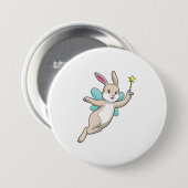 Badge Rond 7,6 Cm Lapin en fée avec baguette magique (Devant & derrière)