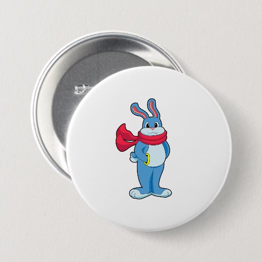 Badge Rond 7,6 Cm Lapin en hiver avec Écharpe (Devant & derrière)