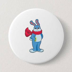 Badge Rond 7,6 Cm Lapin en hiver avec Écharpe