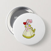 Badge Rond 7,6 Cm Lapin en mariée avec une robe de mariée.PNG (Devant & derrière)
