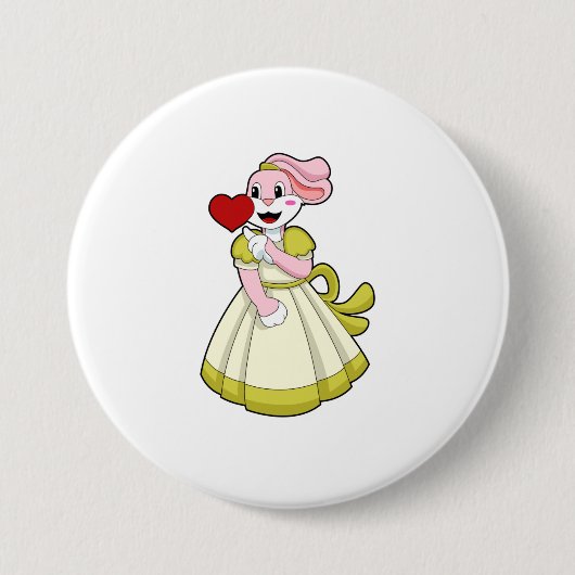 Badge Rond 7,6 Cm Lapin en mariée avec une robe de mariée.PNG (Devant)