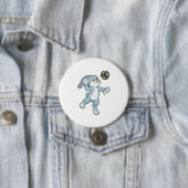 Badge Rond 7,6 Cm Lapin en sport avec volleyball (En situation)