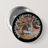 Badge Rond 7,6 Cm Lapins et Jigsaws puzzle et lapin propriétaire lap (Devant & derrière)