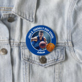 Badge Rond 7,6 Cm Large Blue High School Basketball Player Photo (En situation)