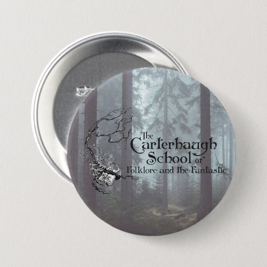 Badge Rond 7,6 Cm Large Carterhaugh School Logo Pin - Forest (Devant & derrière)