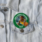 Badge Rond 7,6 Cm Large Green High School Basketball Player Photo (En situation)