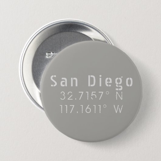 Badge Rond 7,6 Cm Latitude de San Diego Longitude (Devant & derrière)