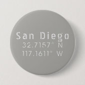 Badge Rond 7,6 Cm Latitude de San Diego Longitude (Devant)