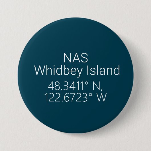 Badge Rond 7,6 Cm Latitude Longitude de l'île Whidbey NAS (Devant)