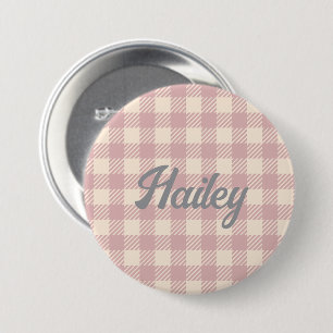 Badge Rond 7,6 Cm lavander violet pâle en vichy preppy plaid coché
