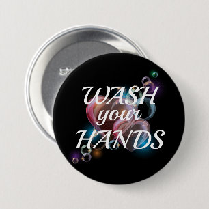 Badge Rond 7,6 Cm Lave-toi les mains