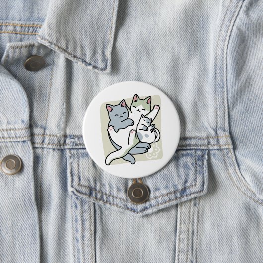 Badge Rond 7,6 Cm Laze Furr Days - Cute Lazy Cats Design (En situation)