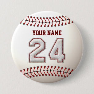 Badge Rond 7,6 Cm Le base-ball pique le joueur le numéro 24 et le