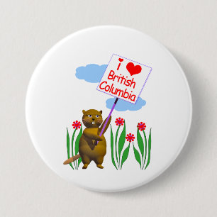 Badge Rond 7,6 Cm Le castor canadien aime la Colombie-Britannique