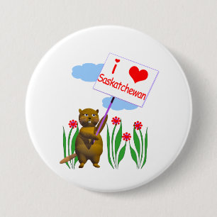 Badge Rond 7,6 Cm Le castor canadien aime Saskatchewan
