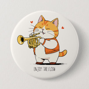 Badge Rond 7,6 Cm Le chat joue de la trompette