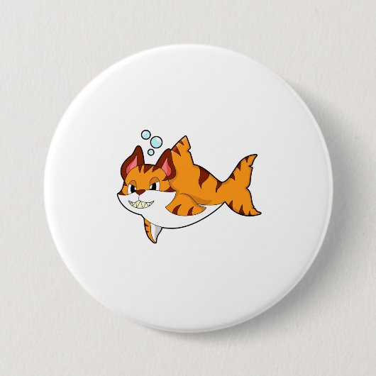 Badge Rond 7,6 Cm Le chat tigre comme requin dans l'eau.PNG (Devant)