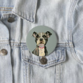 Badge Rond 7,6 Cm Le "chiot observe" la peinture d'aquarelle de (En situation)