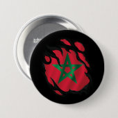 Badge Rond 7,6 Cm Le drapeau du Maroc déchiré (Devant & derrière)