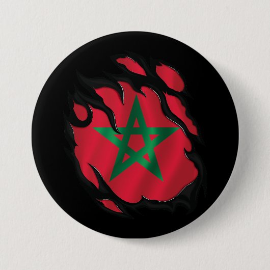 Badge Rond 7,6 Cm Le drapeau du Maroc déchiré (Devant)