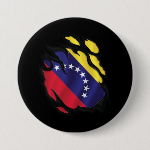 Badge Rond 7,6 Cm Le drapeau du Venezuela arraché