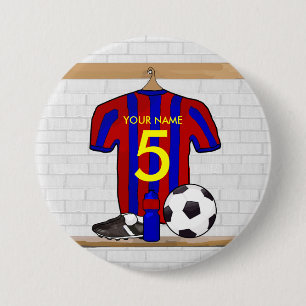 Badge Rond 7,6 Cm Le football Jersey rouge et bleu personnalisé du