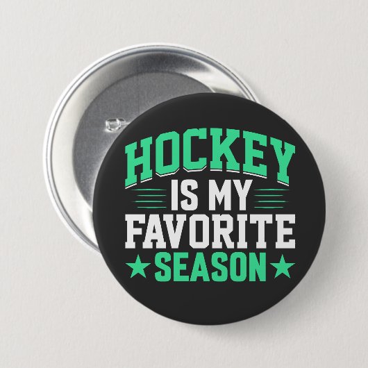 Badge Rond 7,6 Cm Le hockey est ma saison préférée (Devant & derrière)