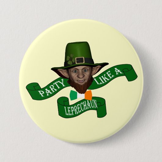 Badge Rond 7,6 Cm Le jour de St Patrick drôle de lutin (Devant)
