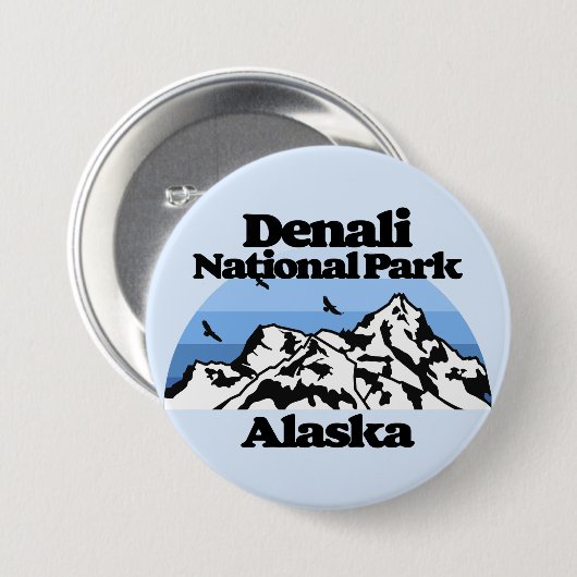 Badge Rond 7,6 Cm Le Parc national de Denali (Devant & derrière)
